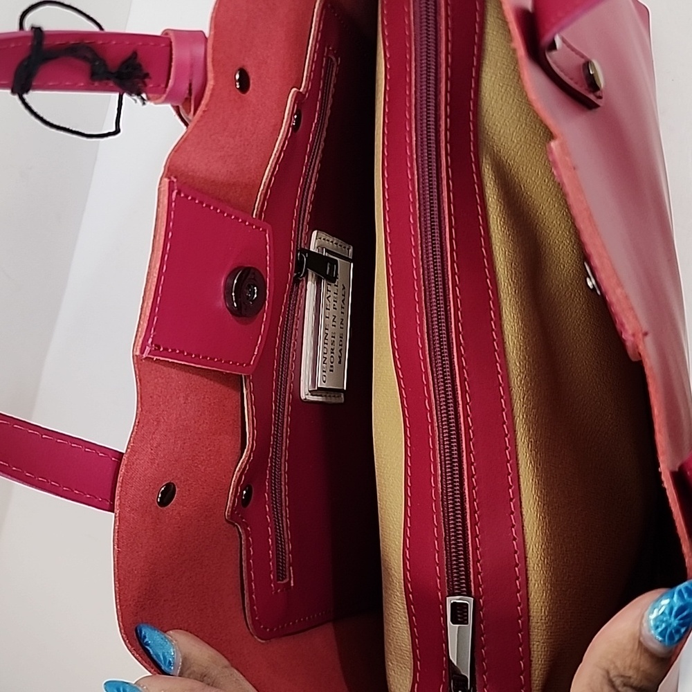 Pink Italian Leather Tote & Shoulder Bag - Picture 8 of 13
